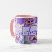 Mug Aquarelle Pansy Floral Plutôt Violet Fleur (Devant gauche)