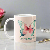 Mug Aquarelle Papillon Fille Feminine Blush Rose