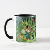 Mug Aquarelle Pâques lapin poulet personnalisé (Gauche)