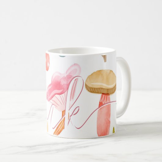 Mug Aquarelle Pastel Champignons (Devant droit)