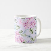 Mug Aquarelle Pastel Couleur Mixte Fleurs d'Hydrangée (Devant droit)