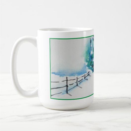 Mug Aquarelle paysage neigeux Noël (Gauche)