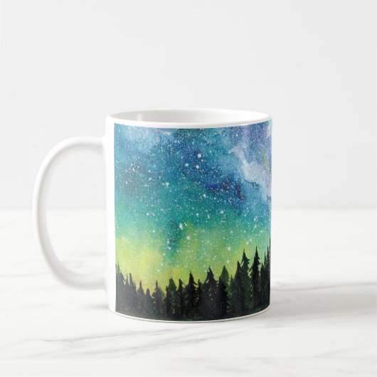 Mug Aquarelle paysage nocturne, Voie Lactée (Gauche)