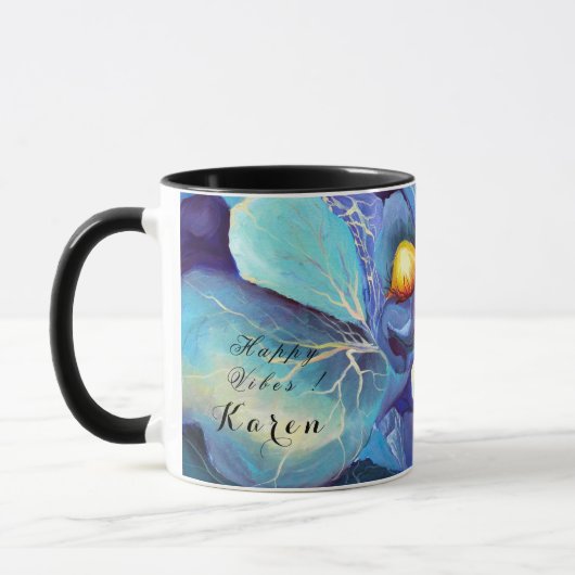 Mug Aquarelle peinte à la main Aqua florale et Vibes b (Gauche)