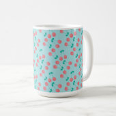 Mug Aquarelle Peinte à la main de cerises rose Turquoi (Devant droit)