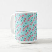 Mug Aquarelle Peinte à la main de cerises rose Turquoi (Devant gauche)