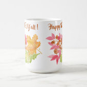 Mug Aquarelle peinte à la main Feuilles d'automne + Mu (Centre)