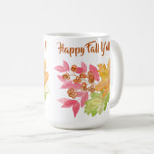 Mug Aquarelle peinte à la main Feuilles d'automne + Mu (Devant droit)