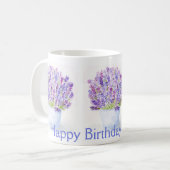 Mug Aquarelle peinte à la main Lavande Florale ANNIVER (Devant gauche)