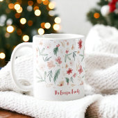 Mug Aquarelle peinte à la main Nom de Noël Floral