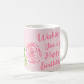 Mug Aquarelle peinte à la main Rose JEUX ANNIVERSAIRE (Devant droit)