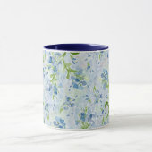 Mug Aquarelle Peinte en Plumbago Fleurs sur Pastels (Centre)