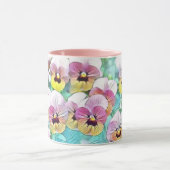 Mug Aquarelle peinture de volets rose, jaune, blanc (Centre)