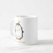 Mug Aquarelle Penguin et lumières de Noël (Devant gauche)