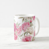 Mug Aquarelle Peoné rose : Élégance florale (Devant droit)