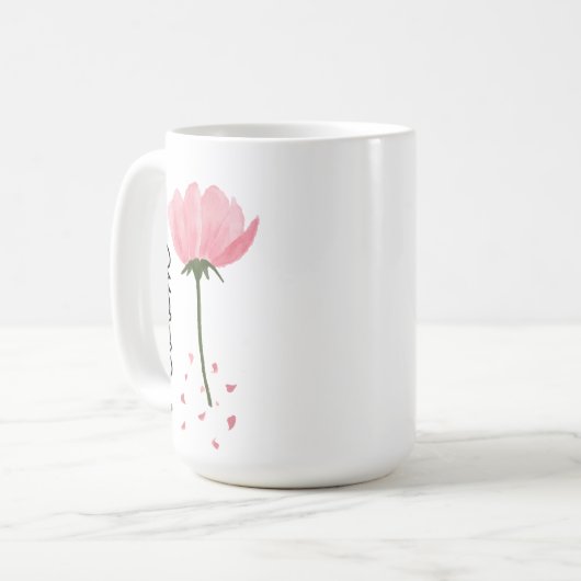 Mug Aquarelle Peony moderne Script floral "Bloom" (Devant gauche)