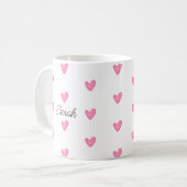 Mug Aquarelle personnalisable Coeurs roses (Devant gauche)