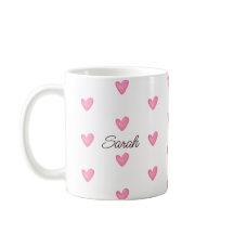 Aquarelle personnalisable Coeurs roses