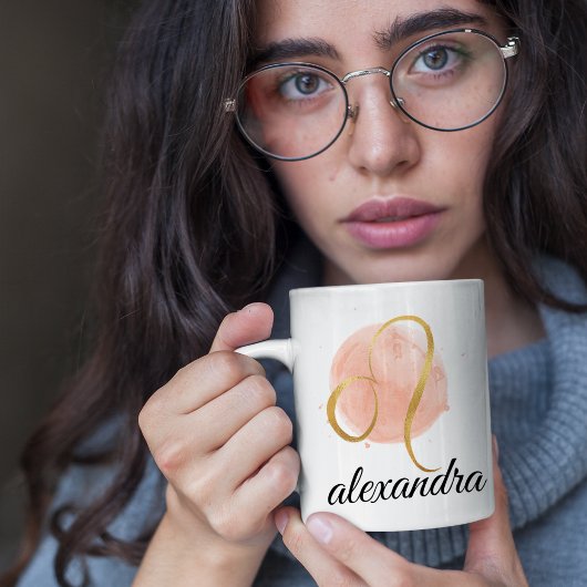 Mug Aquarelle personnalisable Leo Zodiac Design Café