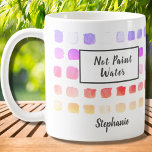 Mug Aquarelle personnalisée Artiste rose non peint Eau<br><div class="desc">Cette tasse est décorée d'un motif d'aquarelle de couleurs en rose, corail et jaune. Les mots "Not Paint Water" sont ajoutés et une version "Paint Water" est également dans mon magasin. Parfait pour un artiste ou quelqu'un qui aime peindre. Personnalisez-le avec votre nom ou monogramme. En créant notre oeuvre, vous...</div>