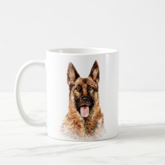 Mug Aquarelle personnalisée berger allemand (Gauche)