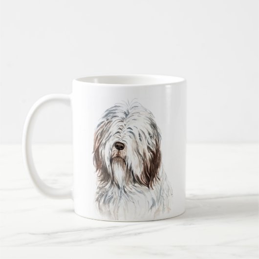 Mug Aquarelle personnalisée Collie hérissée (Gauche)