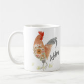 Mug Aquarelle personnalisée de coq (Gauche)
