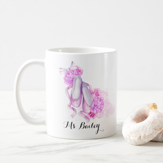 Mug Aquarelle personnalisée de professeur de ballet (Avec donut)
