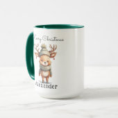Mug Aquarelle personnalisée de rennes mignons Noël (Devant gauche)