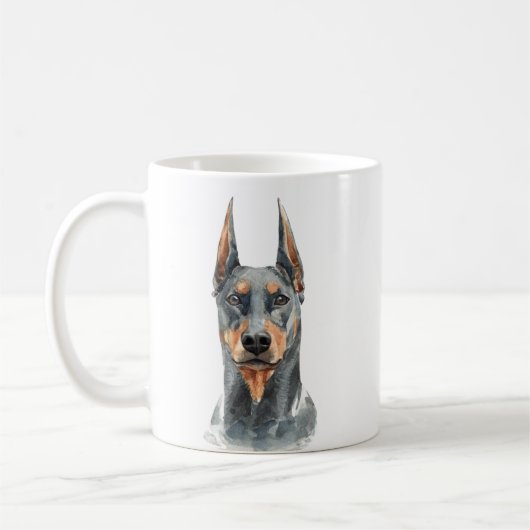 Mug Aquarelle personnalisée Doberman (Gauche)