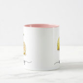 Mug Aquarelle personnalisée moderne jaune citron rose (Centre)