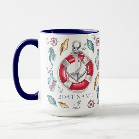 Mug Aquarelle personnalisée Nautique (Gauche)