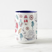 Mug Aquarelle personnalisée Nautique (Centre)