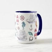 Mug Aquarelle personnalisée Nautique (Devant droit)