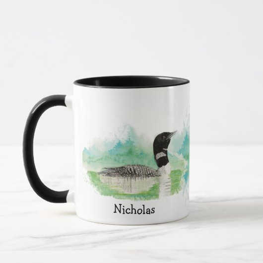 Mug Aquarelle personnalisée Oiseau commun Loin Art de  (Gauche)