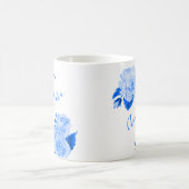 Mug Aquarelle personnalisée Rose bleu floral (Centre)