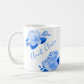 Mug Aquarelle personnalisée Rose bleu floral (Gauche)