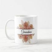 Mug Aquarelle personnalisée script floral grand-mère p (Gauche)