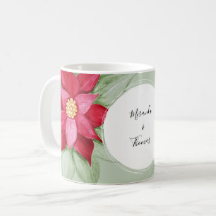 Mug Aquarelle personnalisée Star de Noël Poinsettia