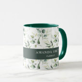 Mug Aquarelle personnalisée Verdure Élégant fleuriste (Devant droit)
