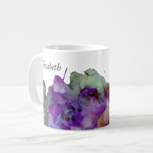 Mug Aquarelle personnalisée verte et violette