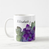 Mug Aquarelle personnalisée verte et violette (Gauche)