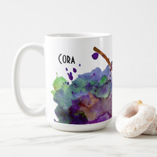 Mug Aquarelle personnalisée verte et violette 2