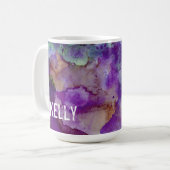 Mug Aquarelle personnalisée verte et violette 3 (Devant gauche)