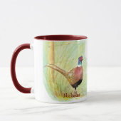 Mug Aquarelle Pheasant Jeu Oiseau Nom personnalisé (Gauche)