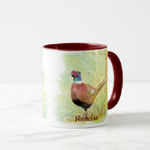 Mug Aquarelle Pheasant Jeu Oiseau Nom personnalisé (Devant droit)