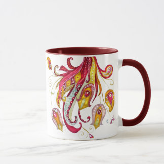 Mug Aquarelle Pièces d'oiseaux de feu rouge Phoenix Oi