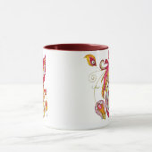 Mug Aquarelle Pièces d'oiseaux de feu rouge Phoenix Oi (Centre)