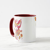 Mug Aquarelle Pièces d'oiseaux de feu rouge Phoenix Oi (Devant gauche)