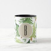 Mug Aquarelle Pine Arbres Moderne Rustique Monogramme  (Centre)